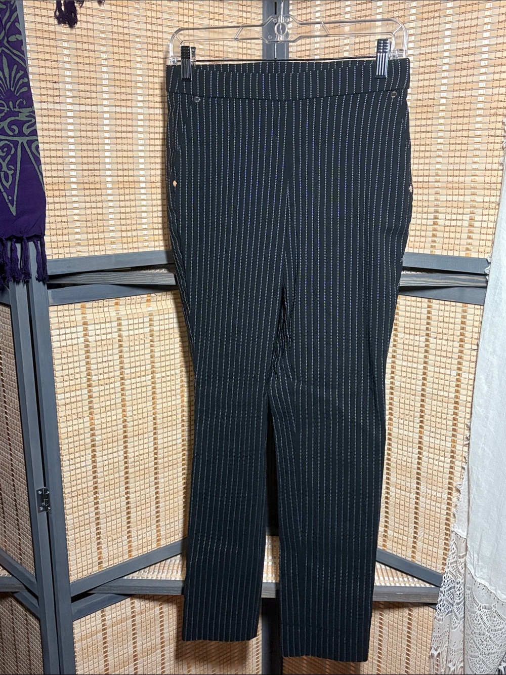 Anne Klein Black with White Pinstripe Dress Pants